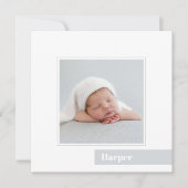 Einfache Minimal Baby Foto Geburtsankündigung Einladung (Vorderseite)