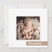 Einfache Minimal Baby Foto Geburtsankündigung Einladung (Vorderseite)