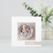 Einfache Minimal Baby Foto Geburtsankündigung Einladung (Stehend Vorderseite)
