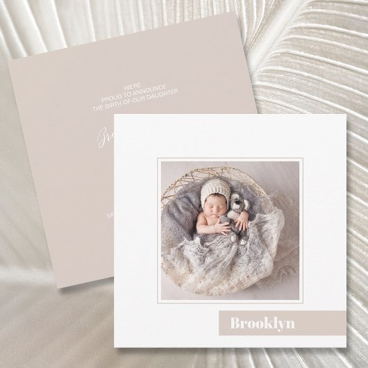 Einfache Minimal Baby Foto Geburtsankündigung Einladung