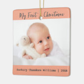 Einfache Minimal Baby's First Christmas Keepake Keramikornament (Links)