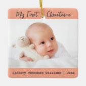 Einfache Minimal Baby's First Christmas Keepake Keramikornament (Vorderseite)