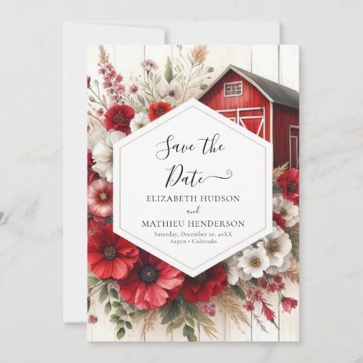Einfache Minimal-Barnyard-Hochzeit Save The Date (Vorderseite)