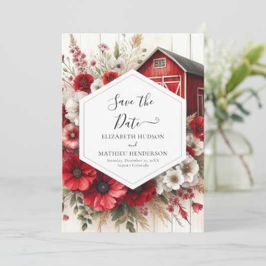 Einfache Minimal-Barnyard-Hochzeit Save The Date (Stehend Vorderseite)