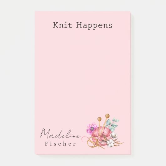 Einfache Minimal Basic Pink Knitting Post-it Klebezettel (Vorderseite)