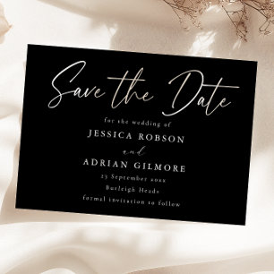 Einfache Minimal Black Modern Wedding Save The Date