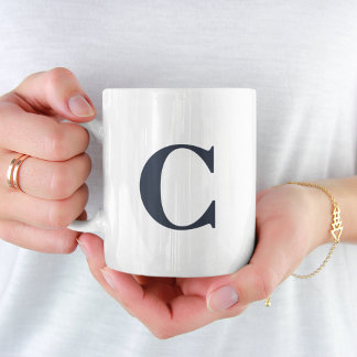Einfache Minimal Blue Initial Letter Monogram Kaffeetasse