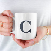 Einfache Minimal Blue Initial Letter Monogram Kaffeetasse