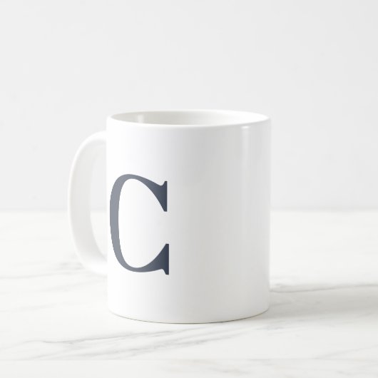 Einfache Minimal Blue Initial Letter Monogram Kaffeetasse (Vorderseite Links)