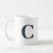 Einfache Minimal Blue Initial Letter Monogram Kaffeetasse (Links)