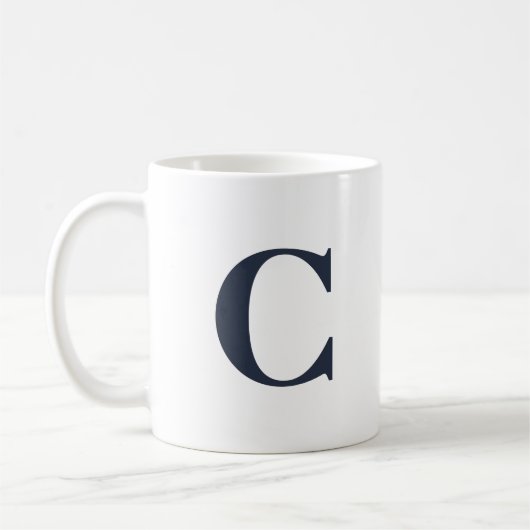 Einfache Minimal Blue Initial Letter Monogram Kaffeetasse (Links)