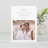 Einfache Minimal Blue Two Foto Hochzeit Save The Date (Stehend Vorderseite)