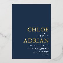 Einfache Minimal Blue Wedding Gold