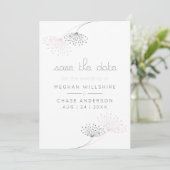 Einfache Minimal-Blume in Rosa und Kohle Einladung (Stehend Vorderseite)