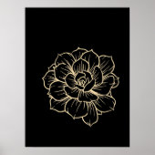 Einfache Minimal Blumenstrauch Blume Schwarz Gelb Poster (Vorne)