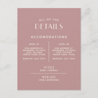 Einfache Minimal-Blush-Ecru-Hochzeitsszenierung Begleitkarte