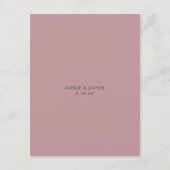 Einfache Minimal Blush Navy Hochzeitsdetails Begleitkarte (Rückseite)
