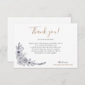 Einfache Minimal Blütenschwarz und Weiß Hochzeit Dankeskarte (Vorne/Hinten)