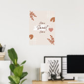 Einfache Minimal Boho Kunstleaf Herz Zuhause Sweet Poster (Heimbüro)