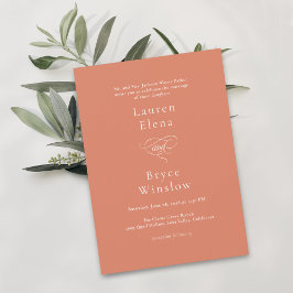 Einfache Minimal Bold Orange Citrus Grove Wedding Einladung