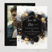 Einfache Minimal-Celestial-Hochzeit Save The Date (Vorne/Hinten)