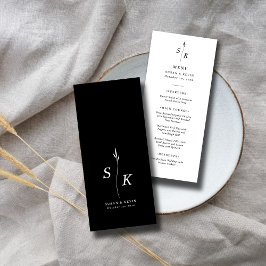 Einfache Minimal Chic Elegance Leaf Monogram Weddi Menükarte