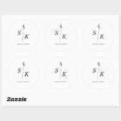 Einfache Minimal Chic Elegance Leaf Monogram Weddi Runder Aufkleber (Blatt)