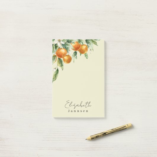 Einfache Minimal Citrus & Greenery Wasserfarbe Post-it Klebezettel (Auf Schreibtisch)