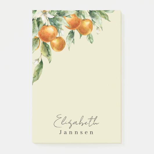 Einfache Minimal Citrus & Greenery Wasserfarbe Post-it Klebezettel (Vorderseite)