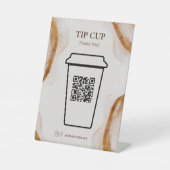 Einfache Minimal Coffee Shop Digital Tip QR Code Sockelschild (Vorderseite)