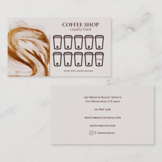 Einfache Minimal Coffee Shop Pro Treuekarte Visitenkarte (Vorne/Hinten)