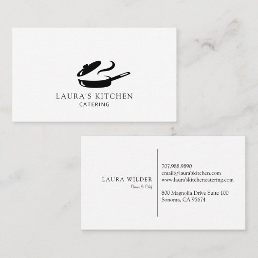 Einfache Minimal-Cooking-Pot-Catering Visitenkarte (Vorne/Hinten)