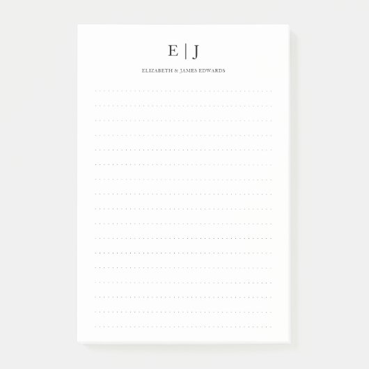 Einfache Minimal Couple Monogram Dotlines Post-it Klebezettel (Vorderseite)