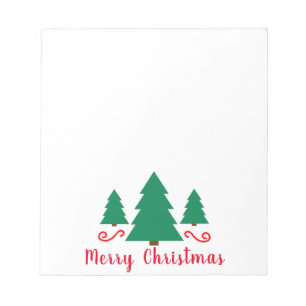 Einfache Minimal Drei grüne Bäume Frohe Weihnachte Notizblock