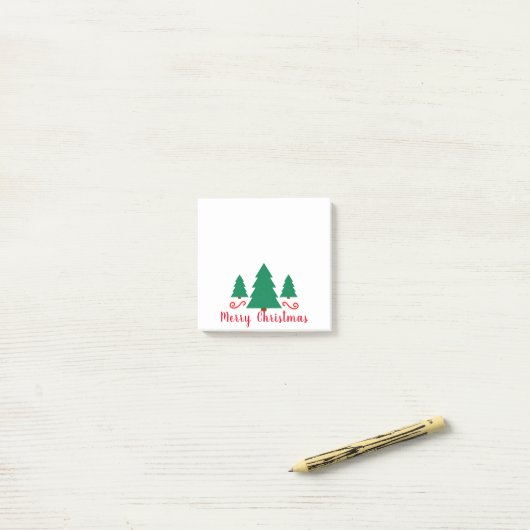 Einfache Minimal Drei grüne Bäume Frohe Weihnachte Post-it Klebezettel (Auf Schreibtisch)