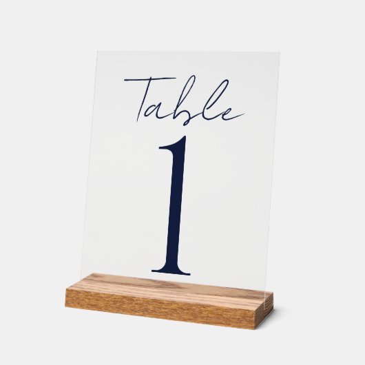 Einfache Minimal Dunkelblauer Text Hochzeit Acrylschild (Winkel)