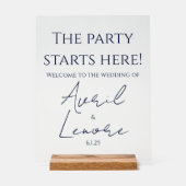 Einfache Minimal Dunkelblauer Text Hochzeit Acrylschild (Vorderseite)