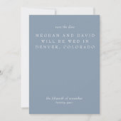 Einfache Minimal Dusty Blue Modern Save the Date (Vorderseite)