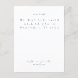 Einfache Minimal Dusty Blue Modern Save the Date Ankündigungspostkarte