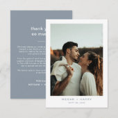 Einfache Minimal Dusty Blue Wedding Dankeskarte (Vorne/Hinten)