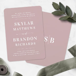 Einfache Minimal Dusty Mauve Semi feierliche Hochz Einladung