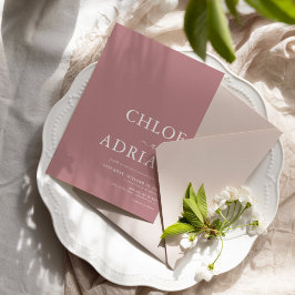 Einfache Minimal Dusty Pink Hochzeit Einladung