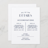 Einfache Minimal-Ecru Navy-Hochzeitsszenierung Begleitkarte (Vorne/Hinten)