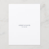 Einfache Minimal-Ecru Navy-Hochzeitsszenierung Begleitkarte (Rückseite)