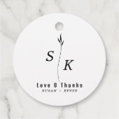 Einfache Minimal Elegance Leaf Monogram Vielen Dan Geschenkanhänger (Rückseite)