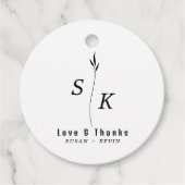 Einfache Minimal Elegance Leaf Monogram Vielen Dan Geschenkanhänger (Vorderseite)