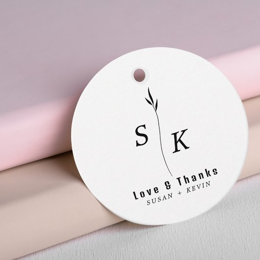 Einfache Minimal Elegance Leaf Monogram Vielen Dan Geschenkanhänger