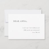 Einfache Minimal Elegant Bridesmaid Vorschlag Einladung (Vorderseite)