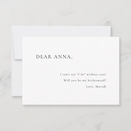 Einfache Minimal Elegant Bridesmaid Vorschlag Einladung (Vorderseite)