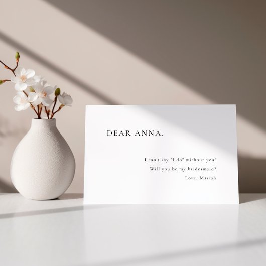 Einfache Minimal Elegant Bridesmaid Vorschlag Einladung